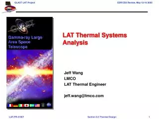 Jeff Wang LMCO LAT Thermal Engineer jeff.wang@lmco
