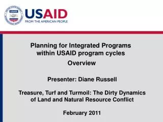 Planning for Integrated Programs within USAID program cycles Overview