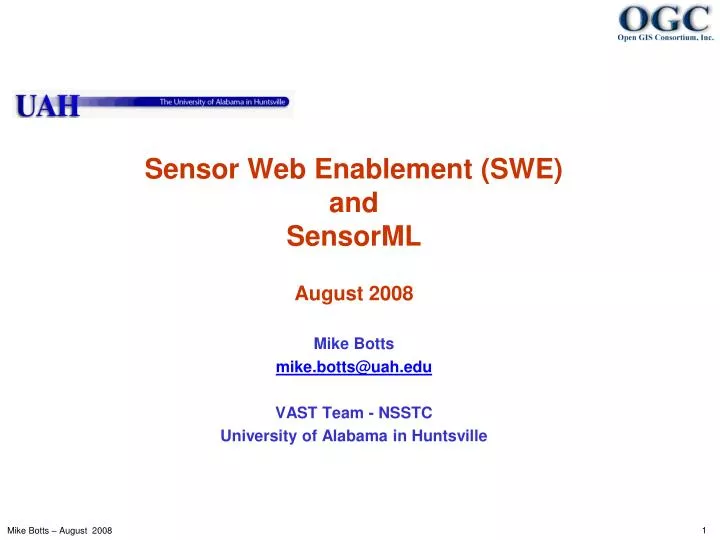 sensor web enablement swe and sensorml august 2008