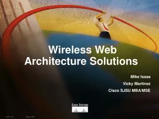Wireless Web Architecture Solutions