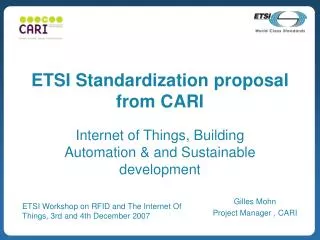 ETSI Standardization proposal from CARI