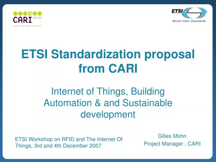 etsi standardization proposal from cari