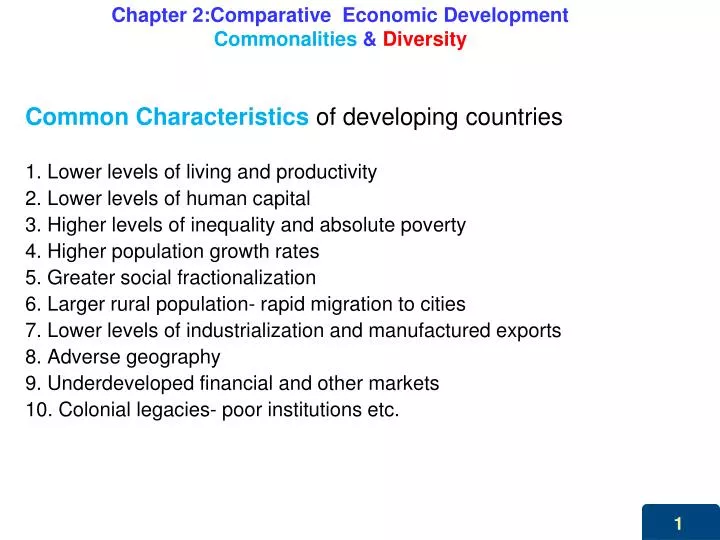 chapter 2 comparative economic development commonalities diversity