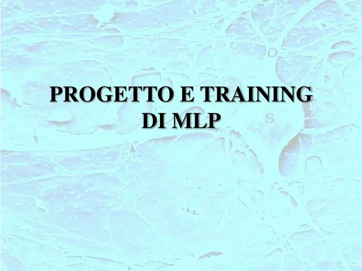 progetto e training di mlp