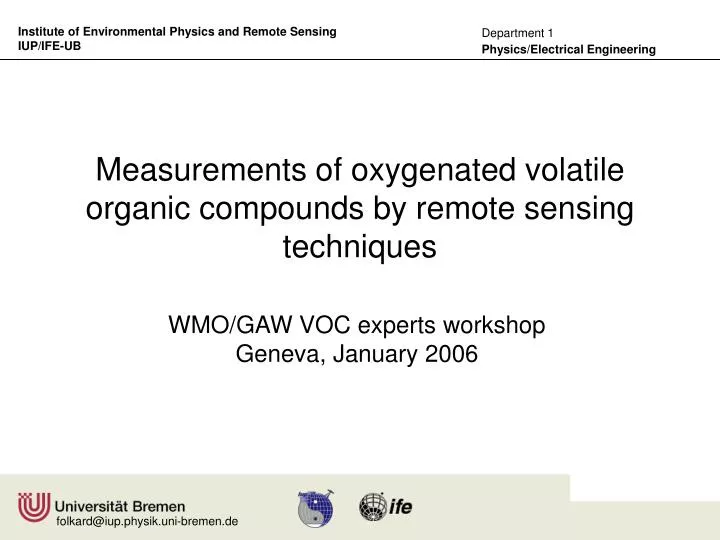 measurements of oxygenated volatile organic compounds by remote sensing techniques