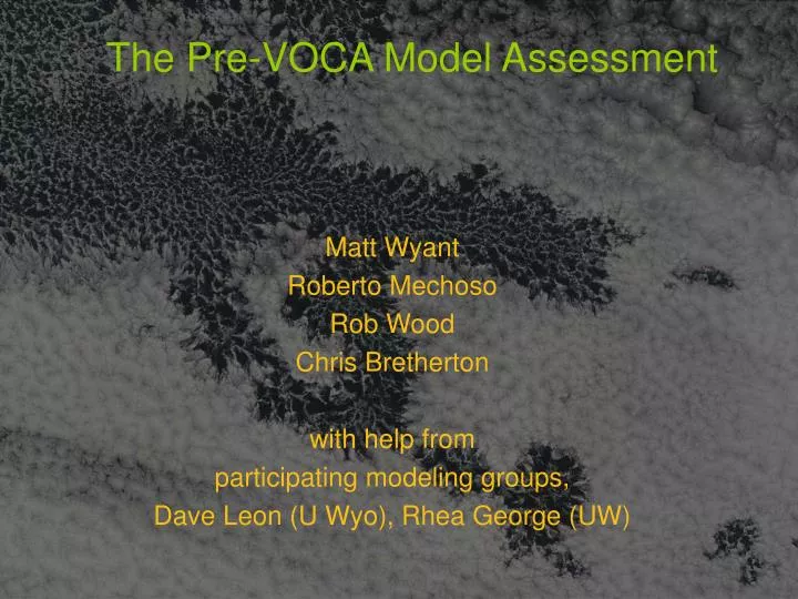 the pre voca model assessment