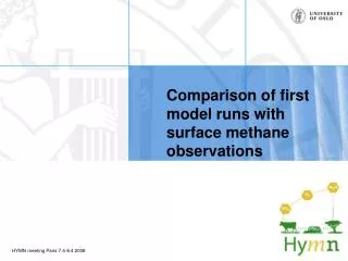 Comparison of first model runs with surface methane observations