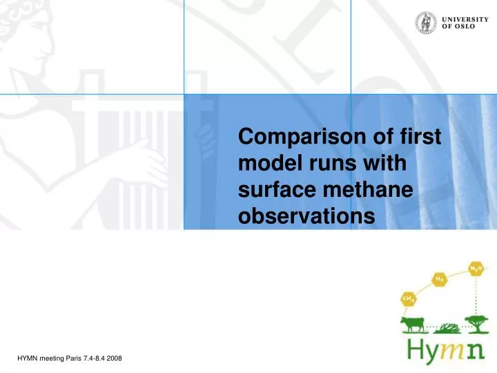 comparison of first model runs with surface methane observations