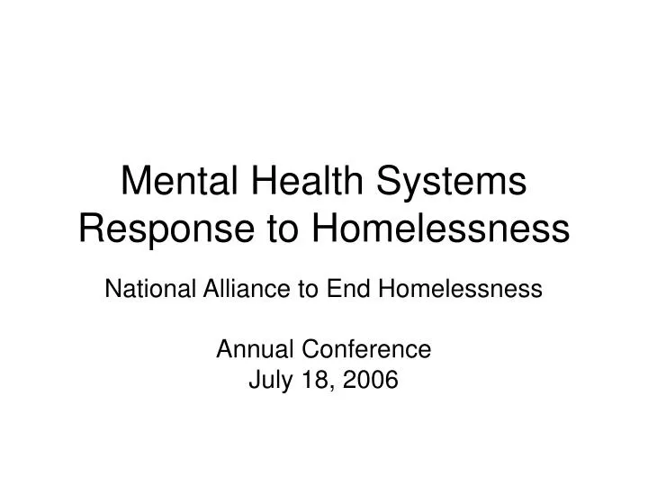 mental health systems response to homelessness
