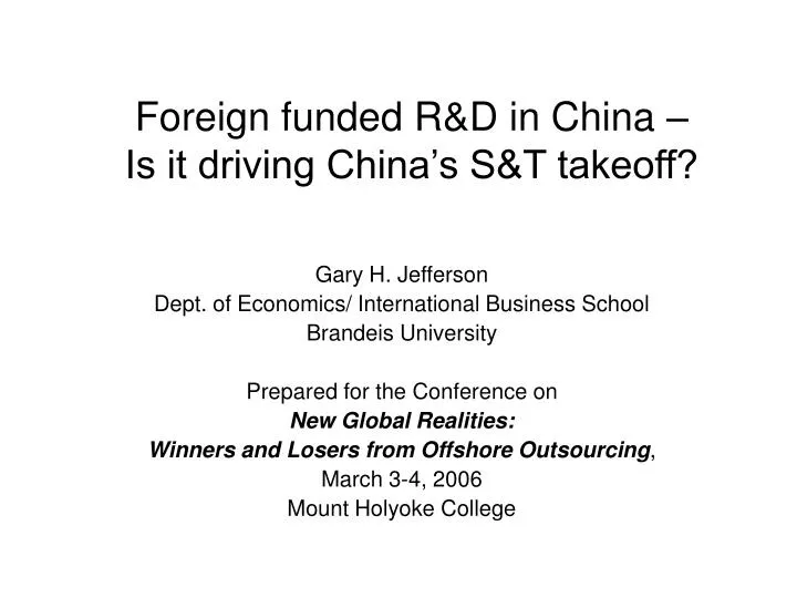 foreign funded r d in china is it driving china s s t takeoff