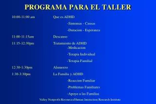 programa para el taller