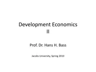 Development Economics II