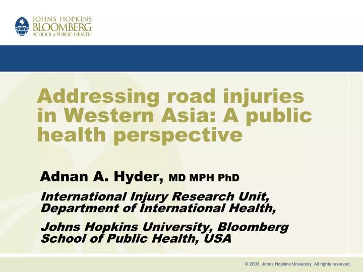 addressing road injuries in western asia a public health perspective