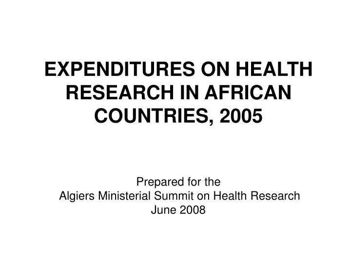 expenditures on health research in african countries 2005