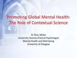 Promoting Global Mental Health: The Role of Contextual Science