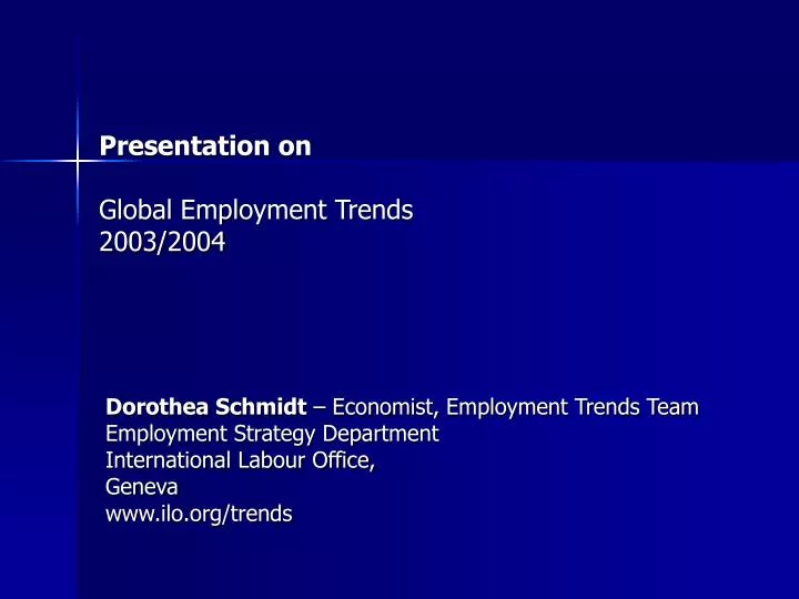 presentation on global employment trends 2003 2004