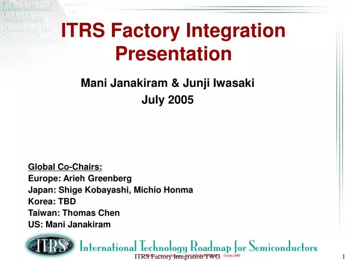 itrs factory integration presentation