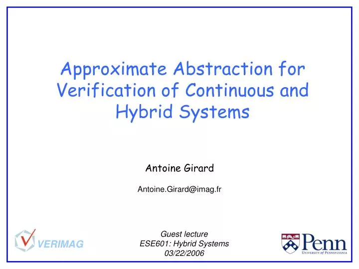 approximate abstraction for verification of continuous and hybrid systems