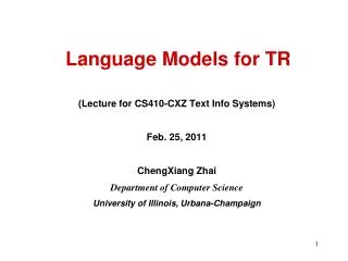 Language Models for TR