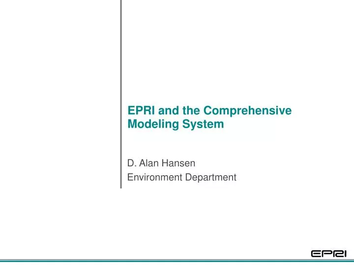 epri and the comprehensive modeling system