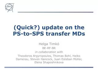 (Quick?) update on the PS-to-SPS transfer MDs