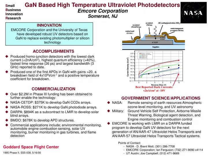 gan based high temperature ultraviolet photodetectors emcore corporation somerset nj