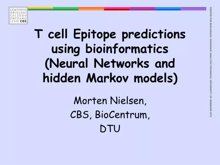 t cell epitope predictions using bioinformatics neural networks and hidden markov models