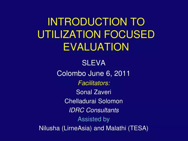 introduction to utilization focused evaluation