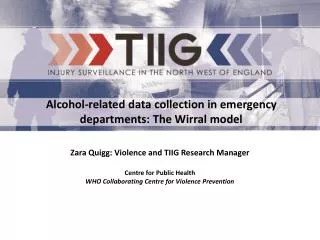 Zara Quigg: Violence and TIIG Research Manager Centre for Public Health