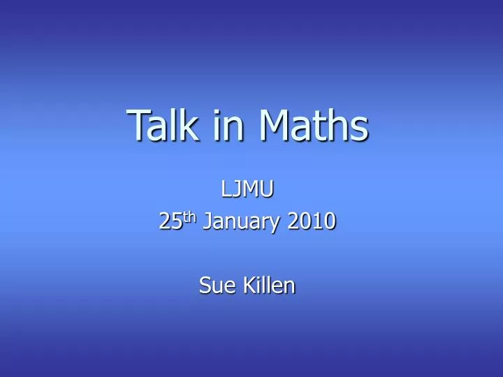 talk in maths