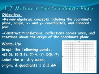 1.7 Motion in the Coordinate Plane