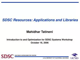 SDSC Resources: Applications and Libraries