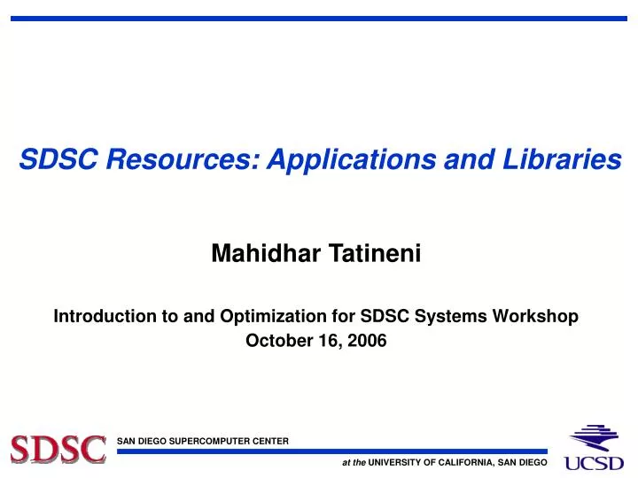 sdsc resources applications and libraries