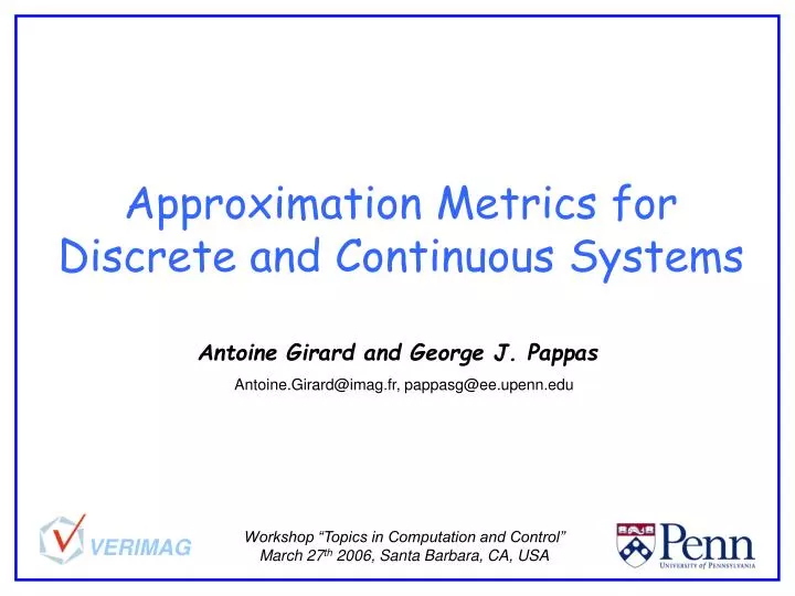 approximation metrics for discrete and continuous systems