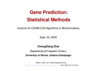 Gene Prediction: Statistical Methods