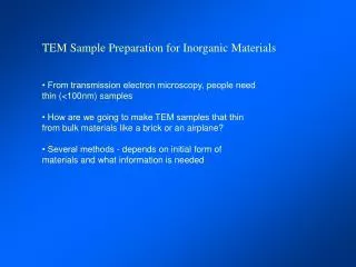 TEM Sample Preparation for Inorganic Materials