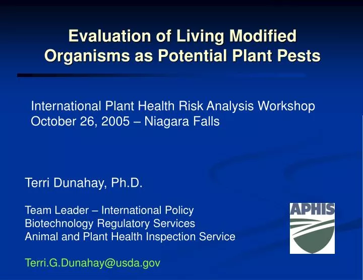 evaluation of living modified organisms as potential plant pests