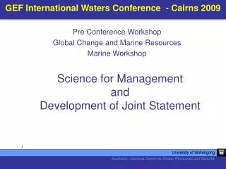 GEF International Waters Conference - Cairns 2009