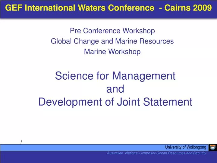 gef international waters conference cairns 2009