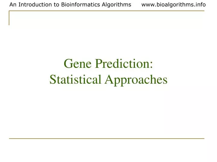 gene prediction statistical approaches