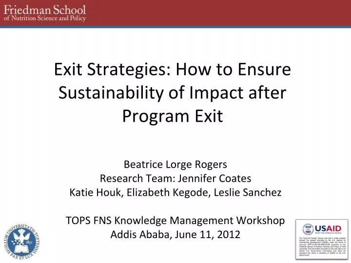exit strategies how to ensure sustainability of impact after program exit
