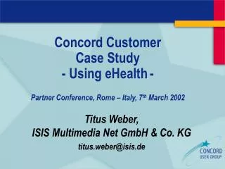 Concord Customer Case Study - Using eHealth -