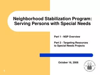 Neighborhood Stabilization Program: Serving Persons with Special Needs
