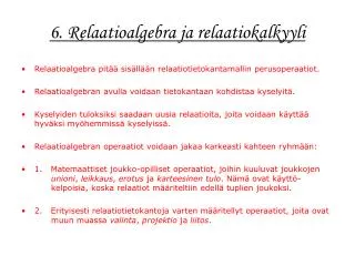 6. Relaatioalgebra ja relaatiokalkyyli