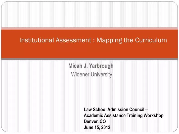 institutional assessment mapping the curriculum