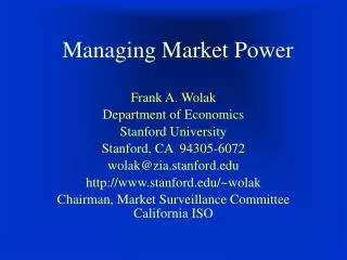 Managing Market Power