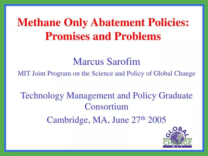 methane only abatement policies promises and problems