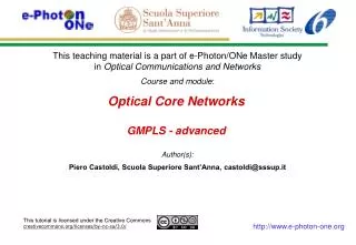 Optical Core Networks GMPLS - advanced