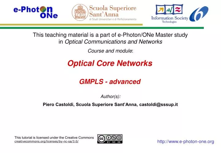 optical core networks gmpls advanced