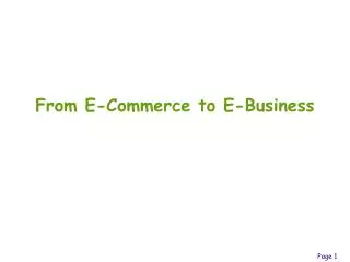 From E-Commerce to E-Business